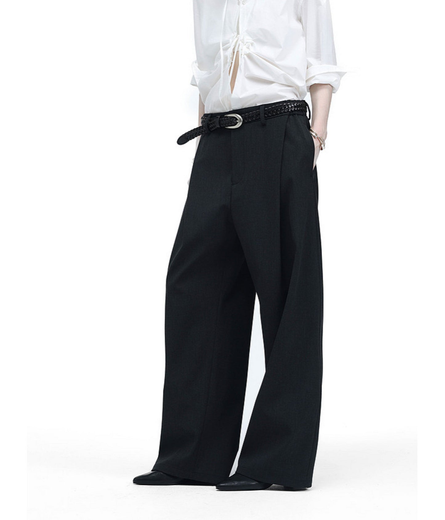 Vintage-Style Pleated Casual Pants