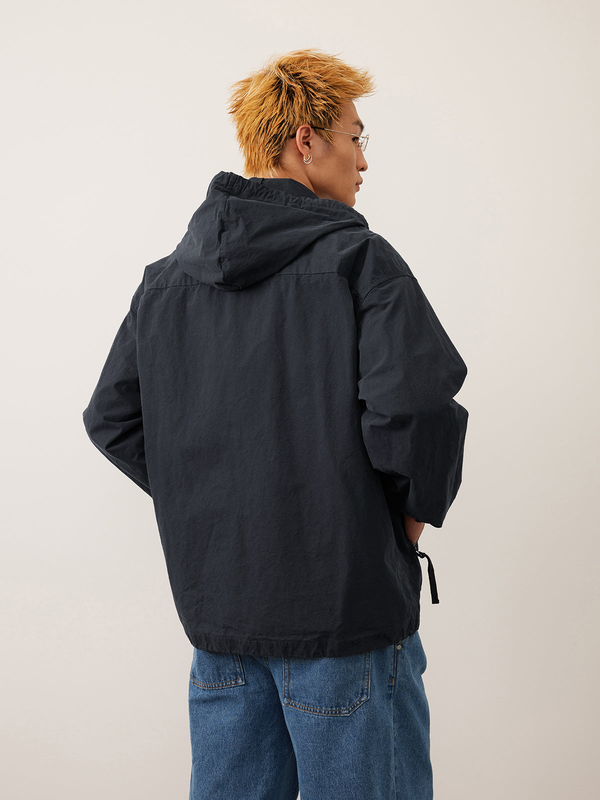 Hooded cotton zip-up jacket