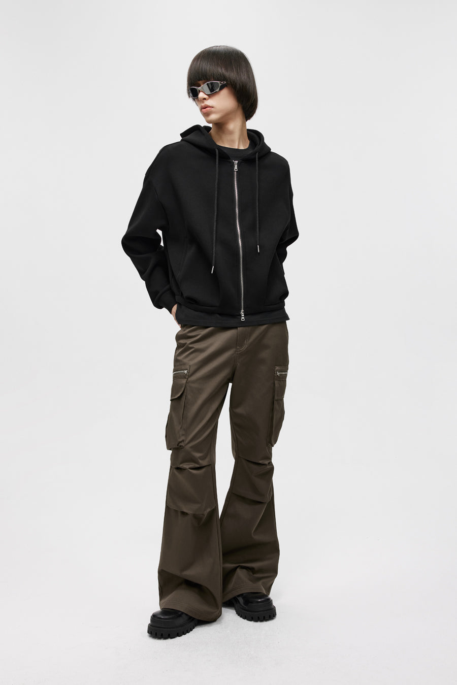 Pleated Air Layer Hooded Sweatshirt