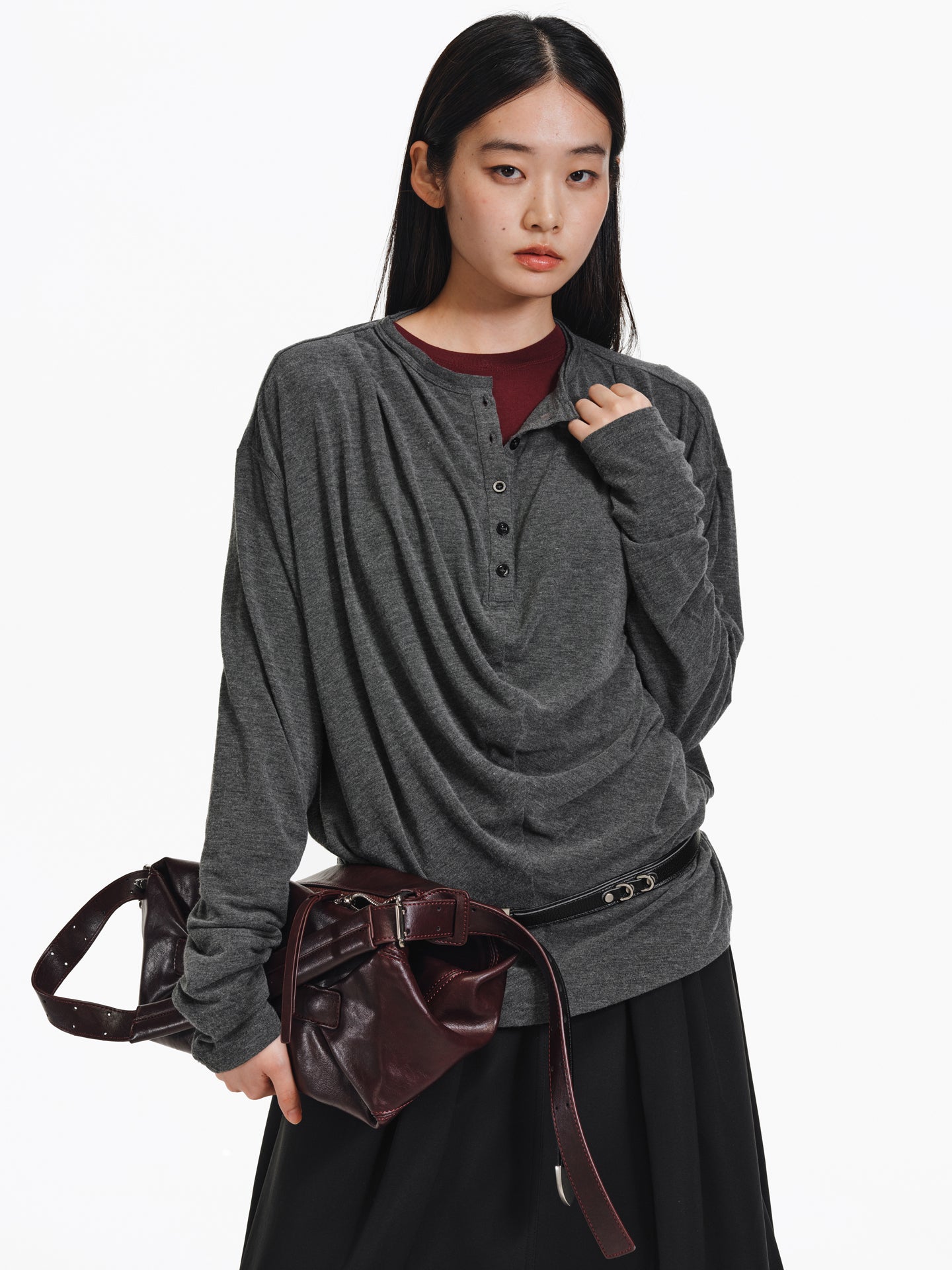 Pleated Collar T-Shirt