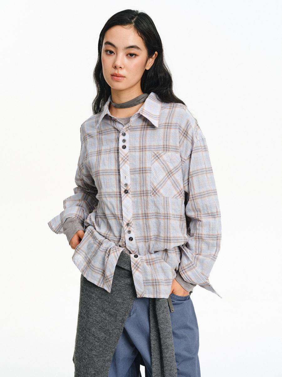 Multi-button Checkered Shirt