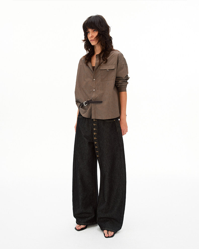 Button-down Design Denim Pants