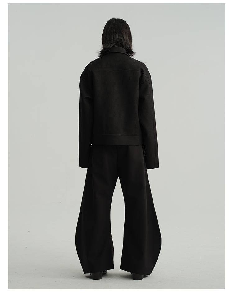 Three-dimensional cut wide-leg pants