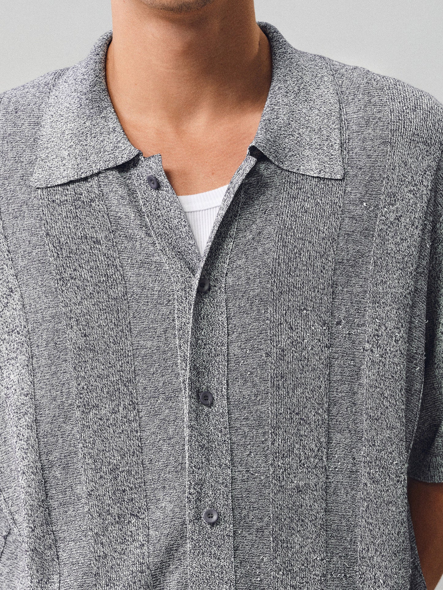 Linen-style button-down shirt