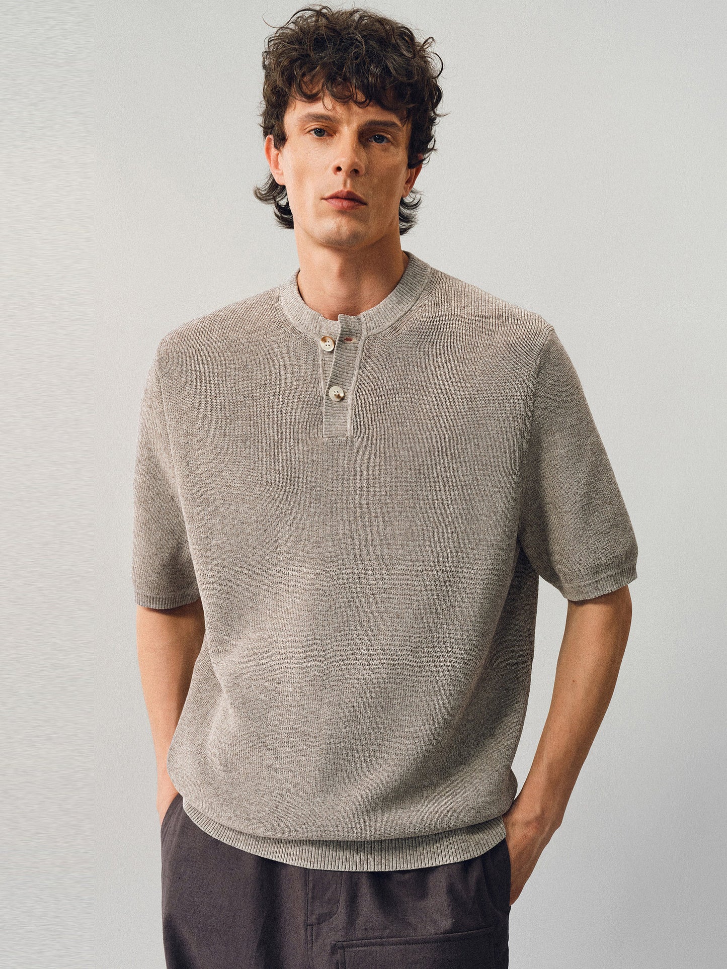 Henley Neck Linen Knit