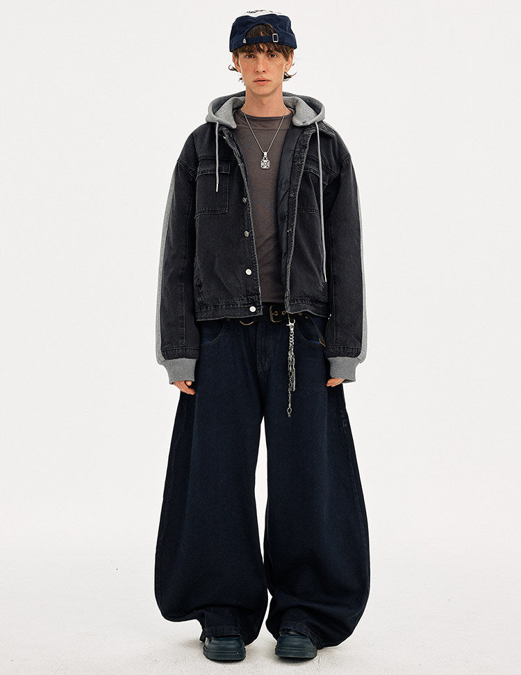 Street Patchwork Wash Denim Jacket