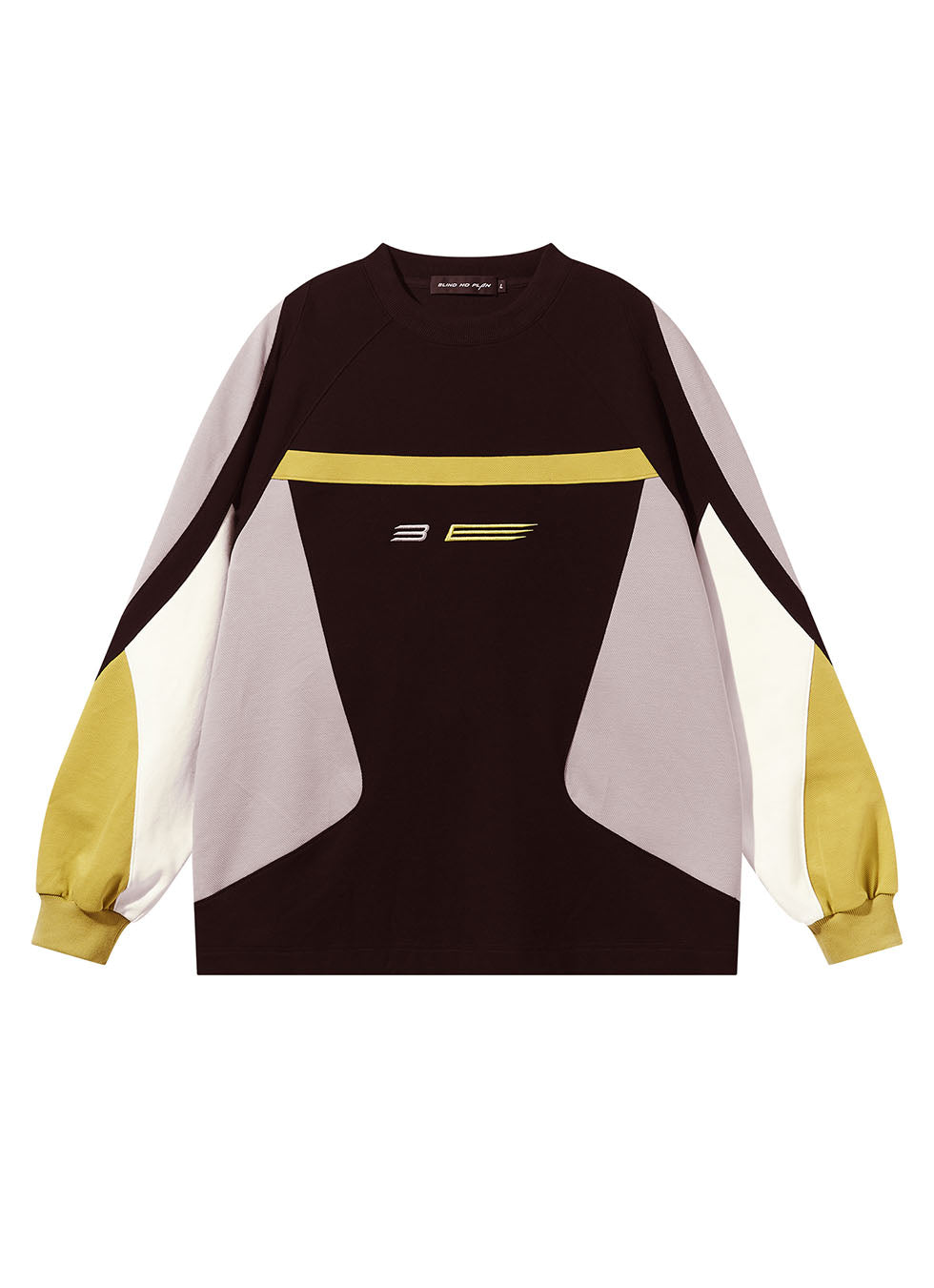 Contrast color geometric design round neck sweatshirt