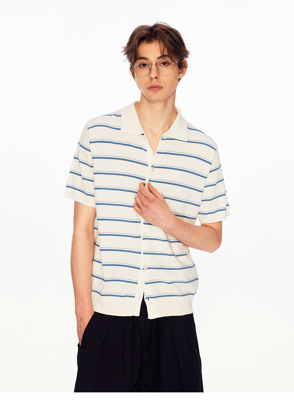 Striped Lyocell Knit Cardigan
