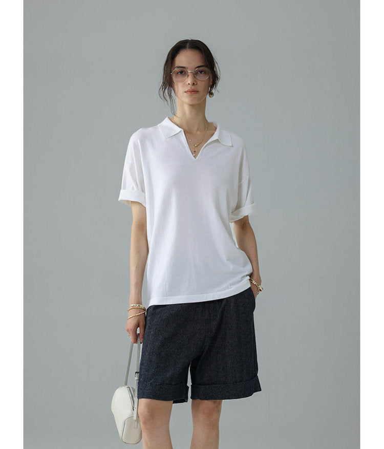 Small V-neck polo shirt