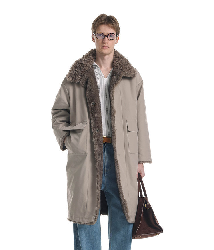 Reversible Faux Mink Fur Long Coat