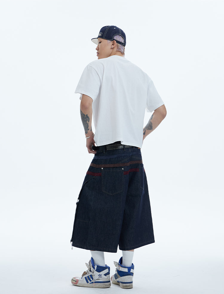 Original design studded denim shorts