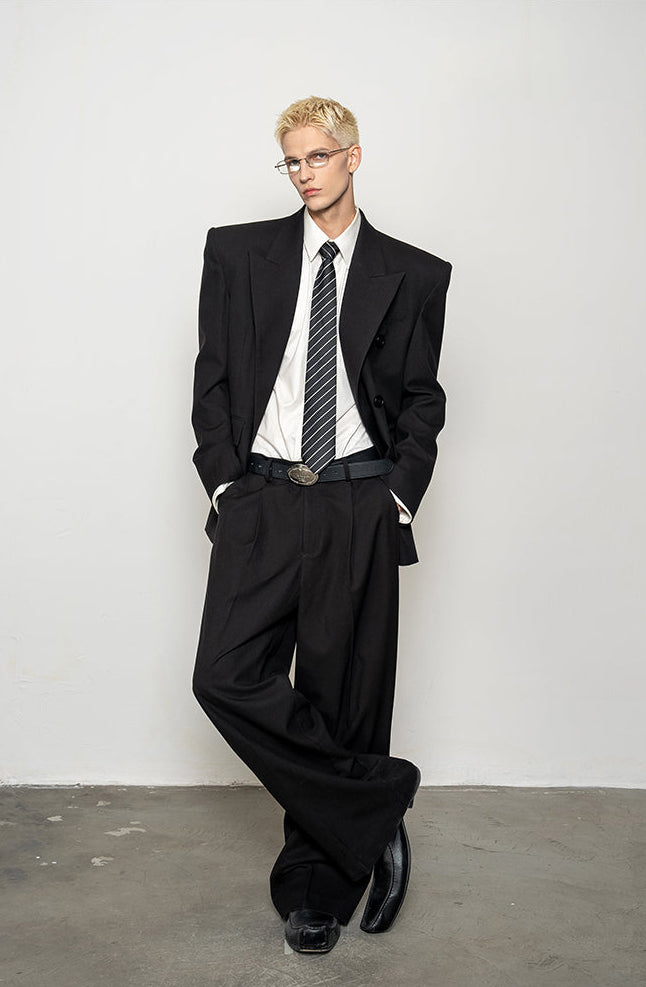 High-Quality Wool Blend Black Suit