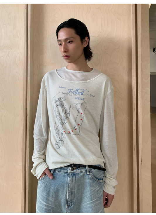 Double collar design T-shirt