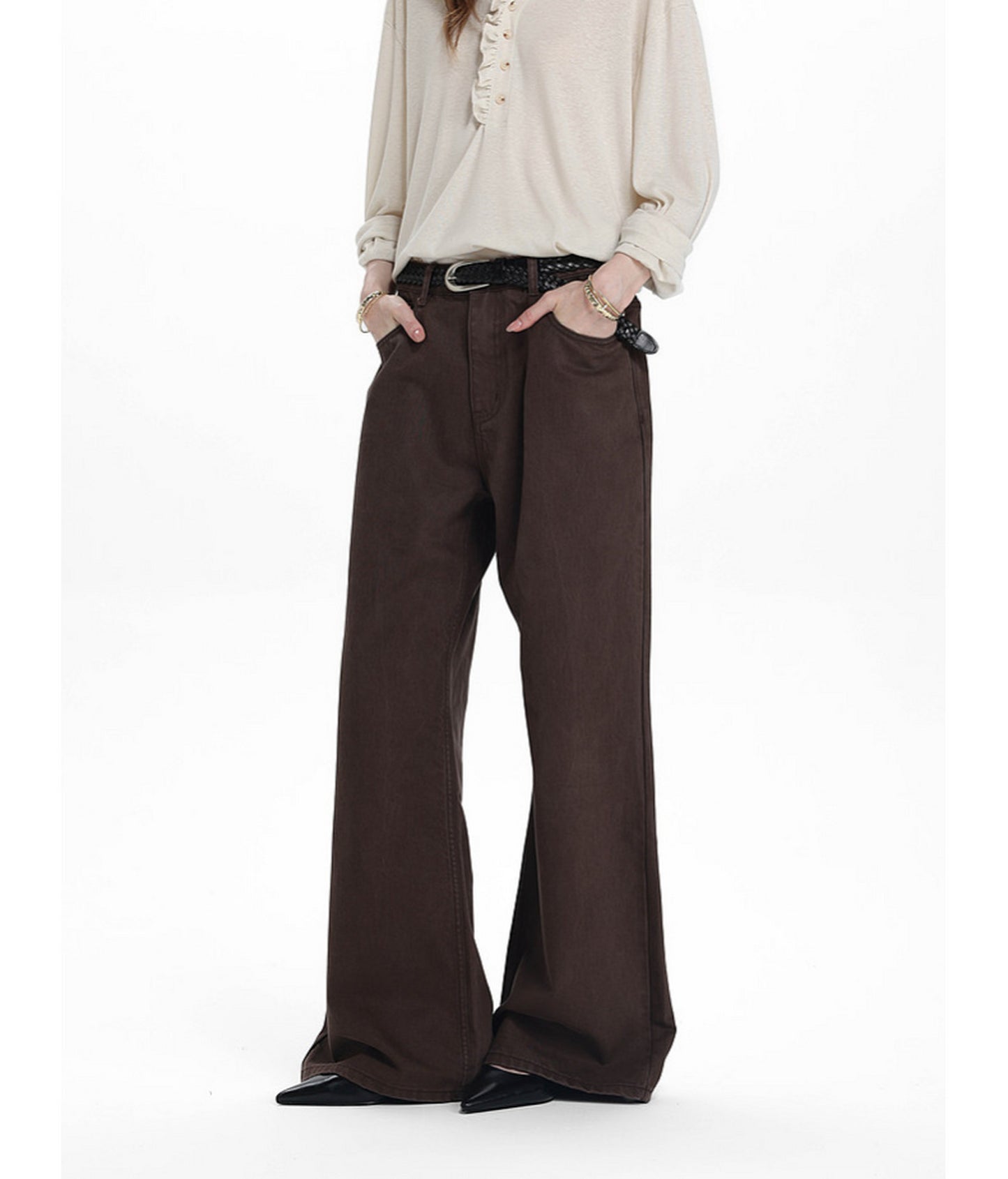 Low-Waist Straight-Leg Casual Pants