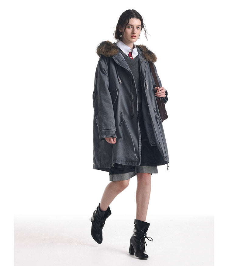 Damage-Washed Hooded Jacket