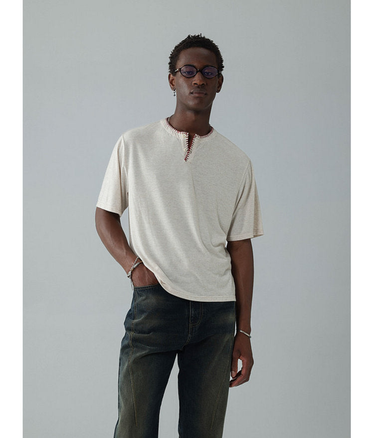 Overlock-stitched T-shirt