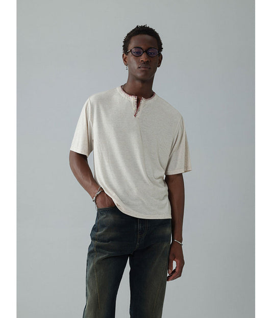 Overlock-stitched T-shirt