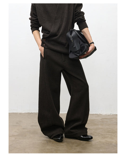 Pleated Wool Casual Pants