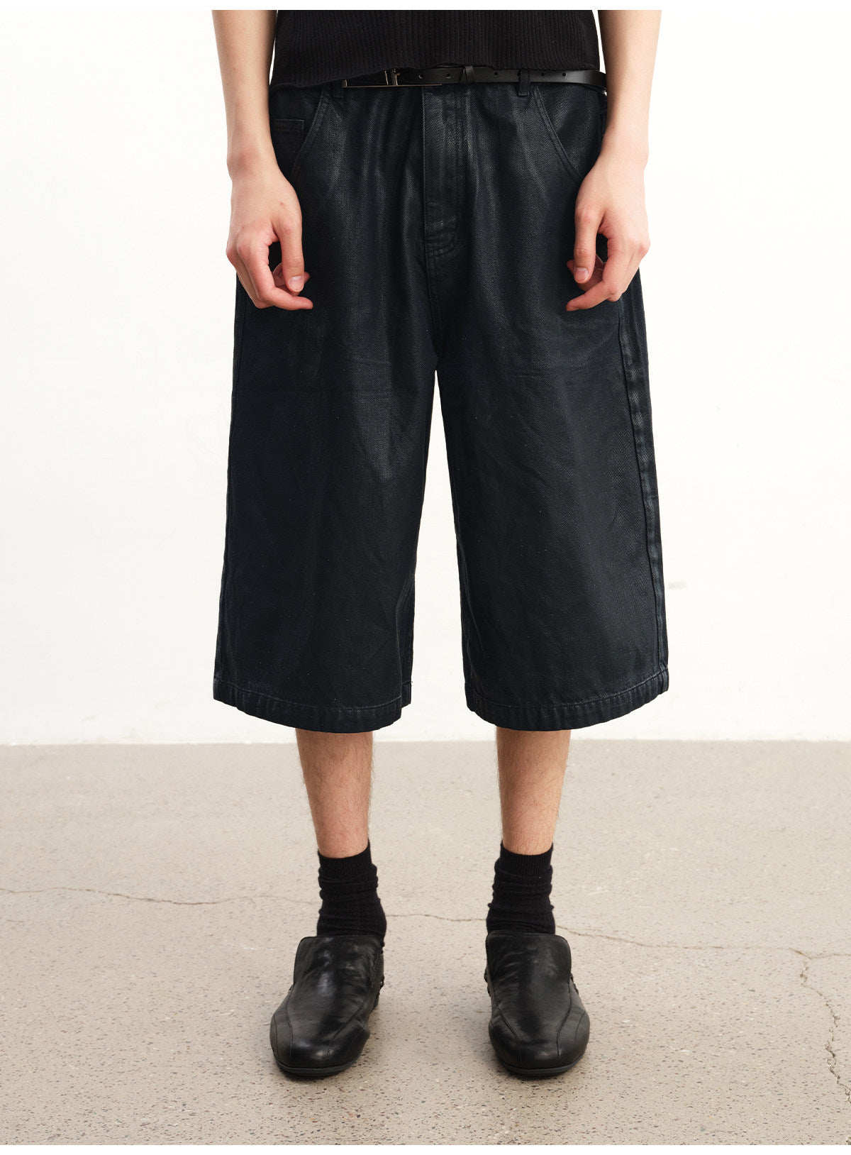 Waxed Denim Shorts