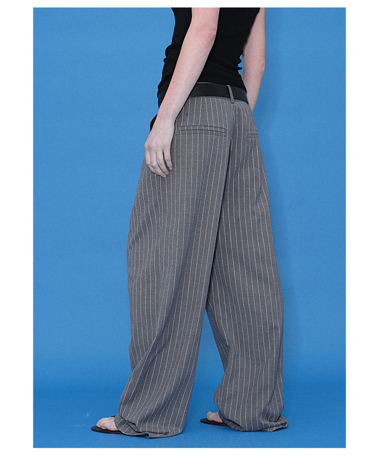 Striped Pleated Casual Pants