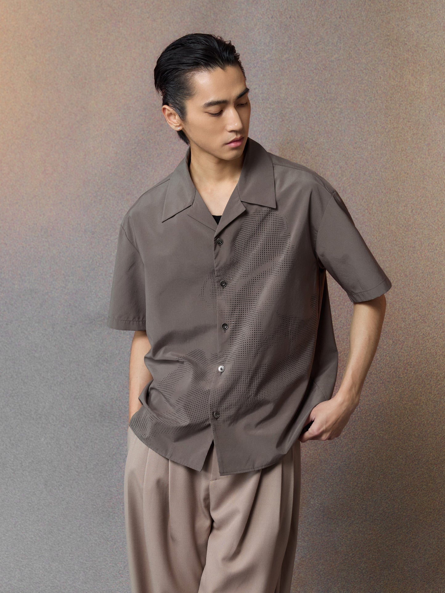 Laser-Cut Cuban-Collar Shirt