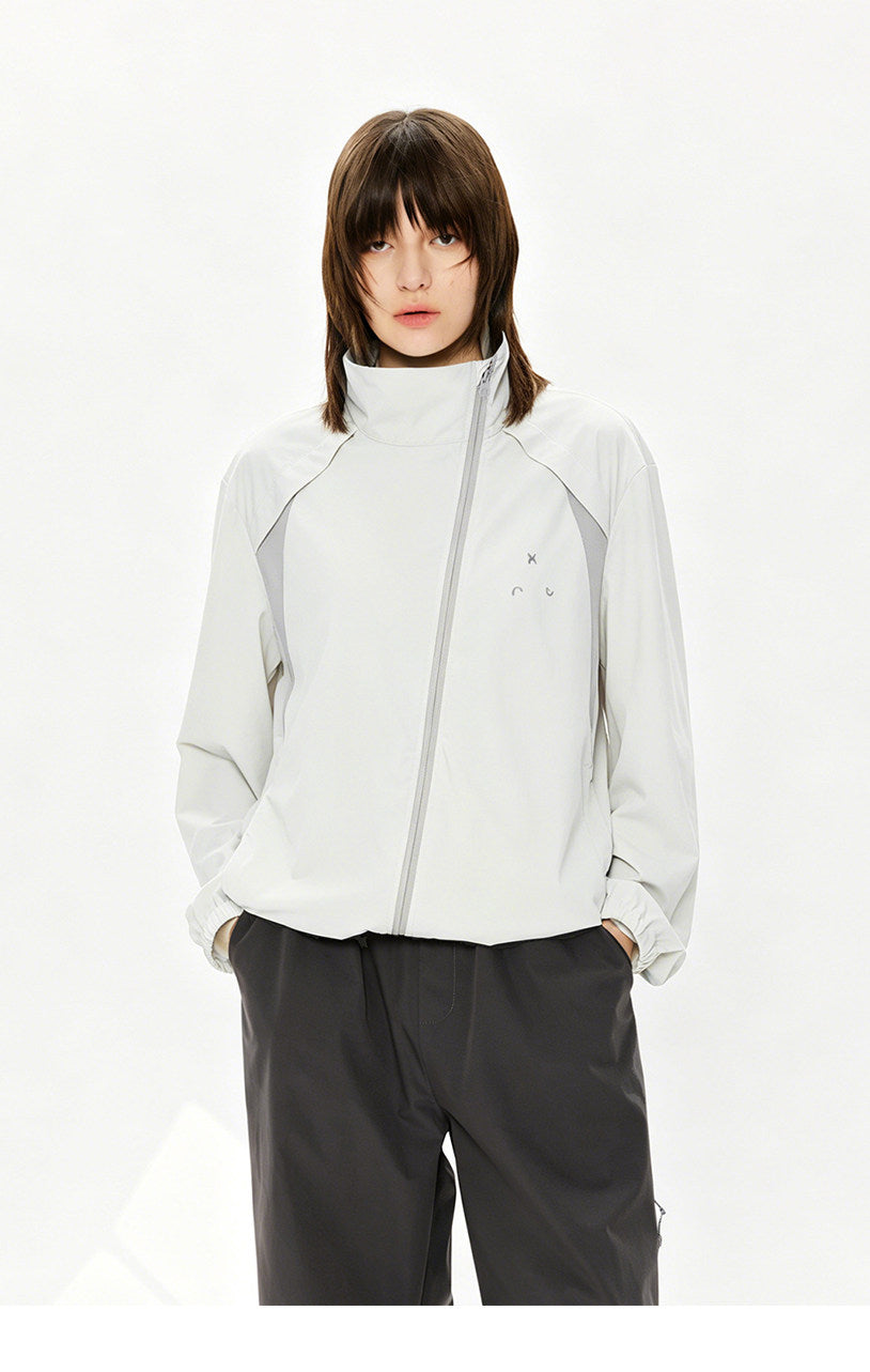 Stand-Up Collar Diagonal Zipper Sun Protection Jacket