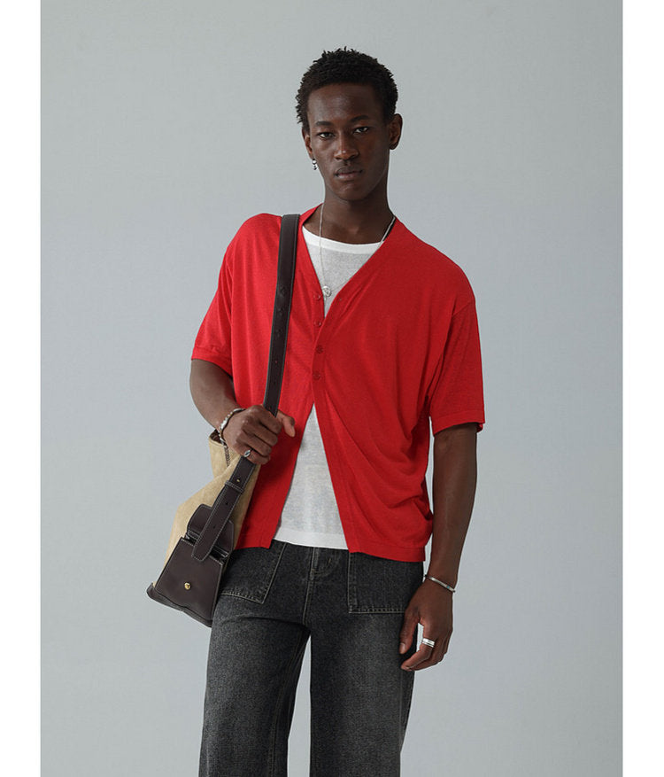 Half-front knit shirt