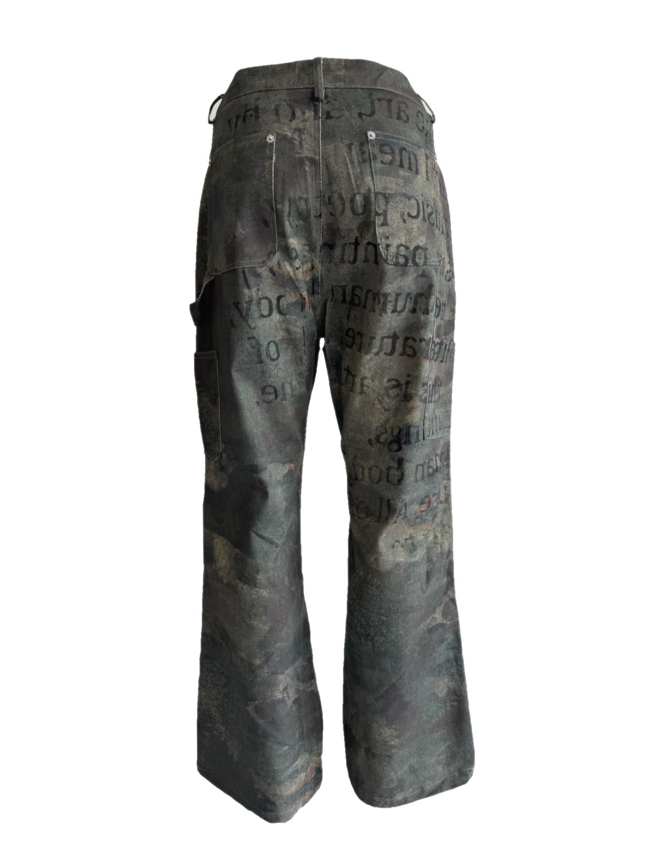 Camouflage Wide Leg Damaged Bootcut Pants