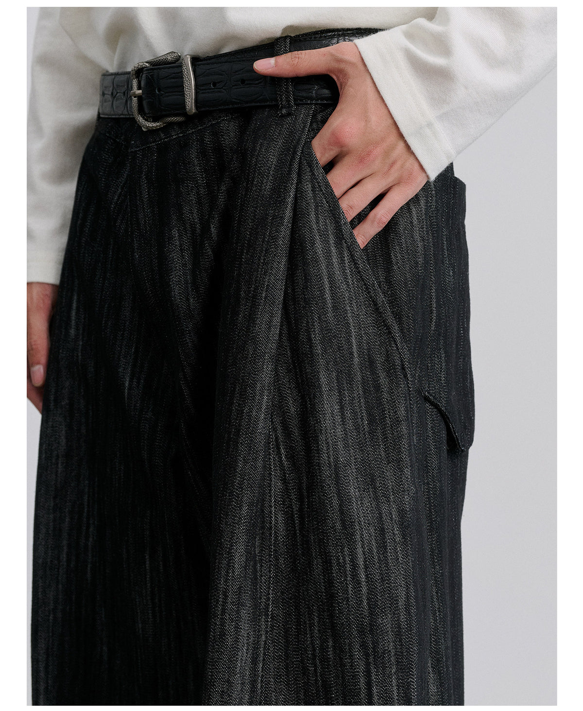 Niche Design Loose-Fit Wide-Leg Jeans