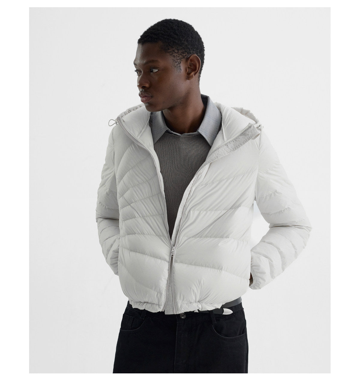 Embossed Straight-Line Quilted Down Jacket
