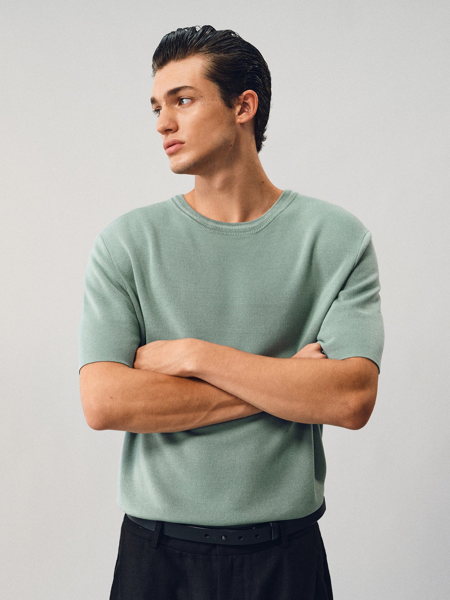 Twist-neck Knit Shirt