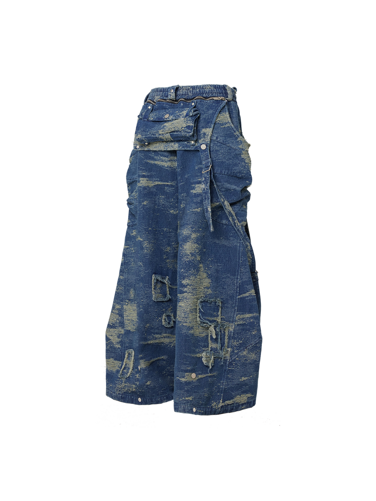 Denim Overalls with Detachable Patches