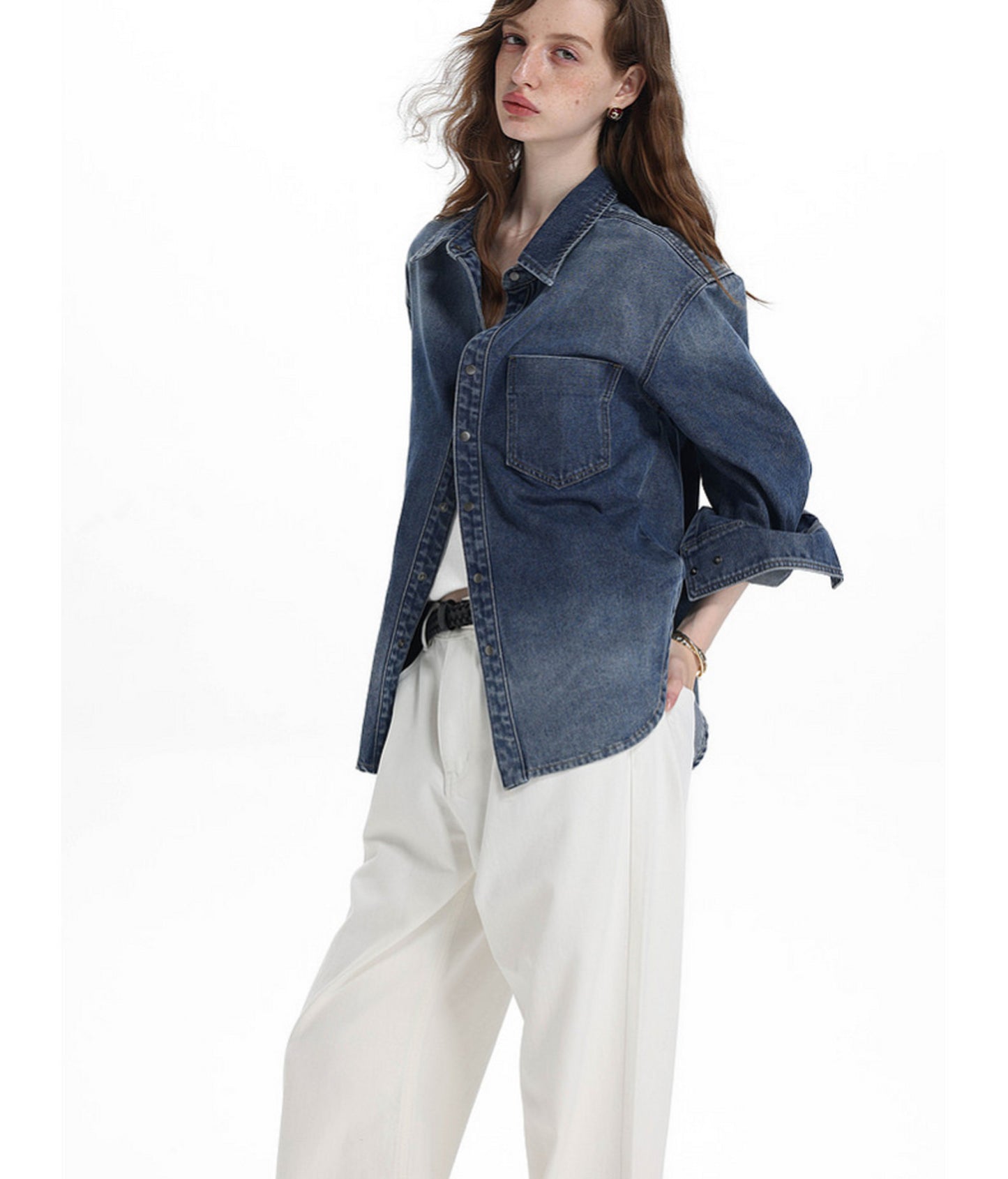 Vintage Relaxed-Fit Two-Tone Denim Shirt