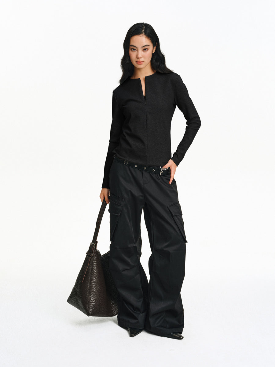 Straight Shoulder Slim Shirt