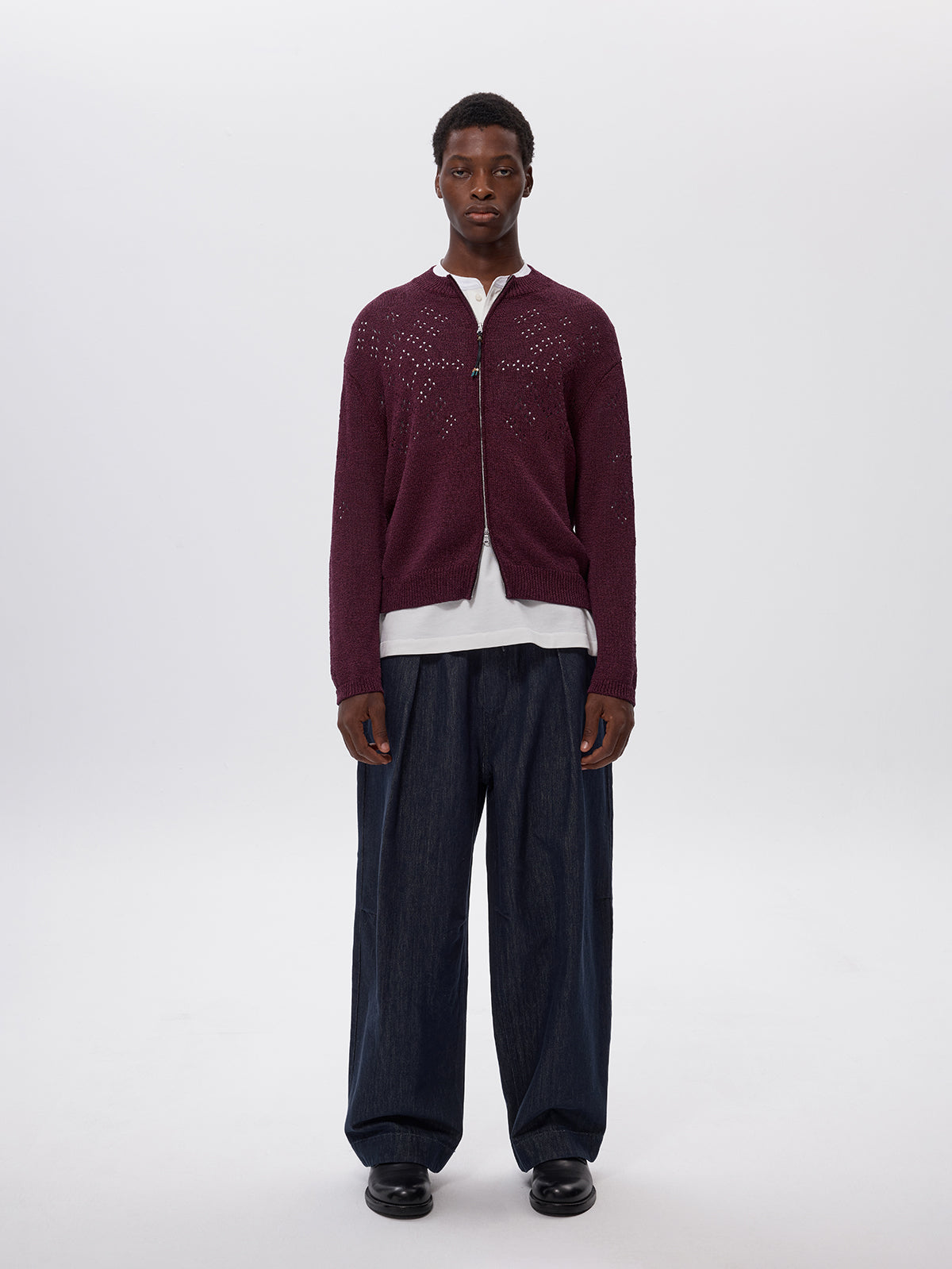 Beaded Zipper Cardigan