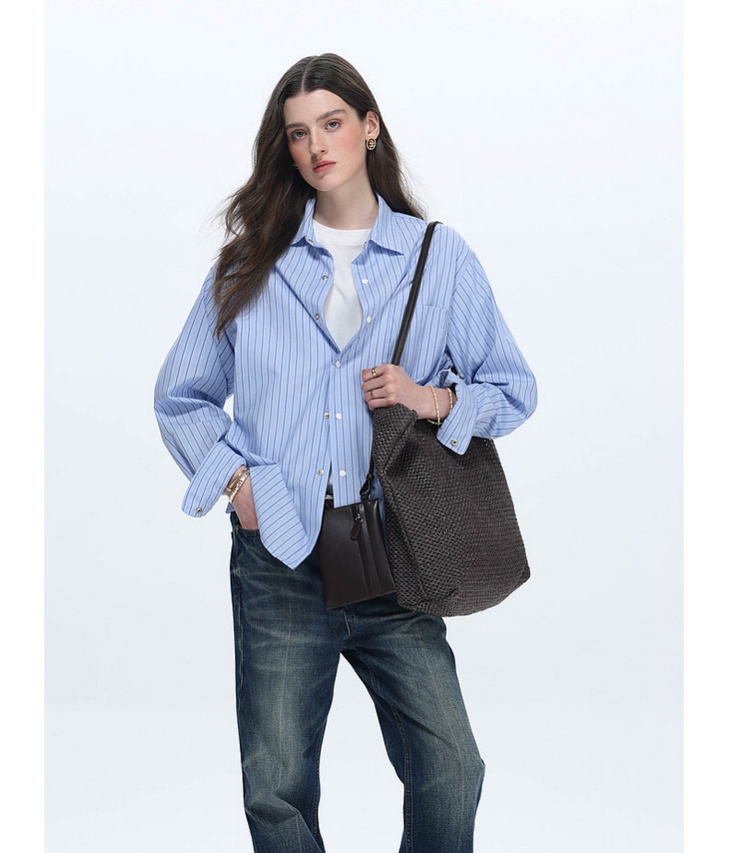 Striped Drop-Shoulder Casual Shirt