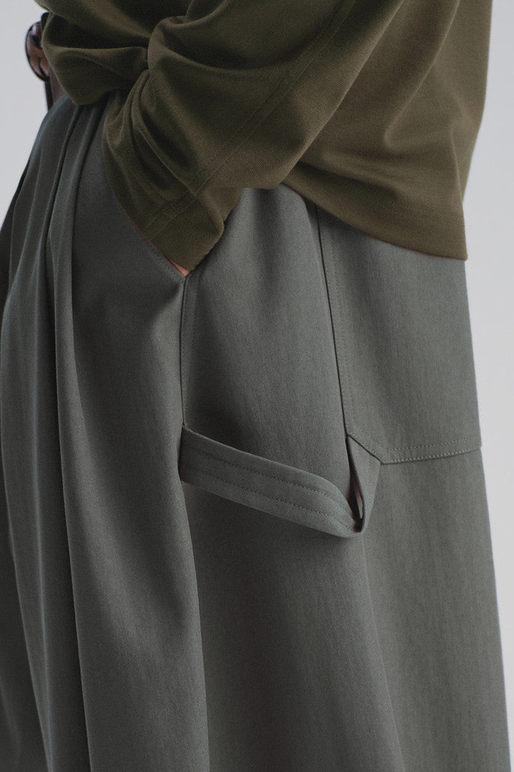 Loose-Fit Curved-Leg Casual Workwear Pants