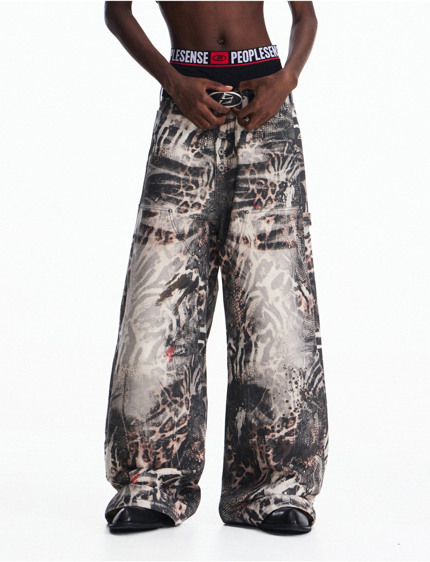 Gradient Zebra Print Jeans