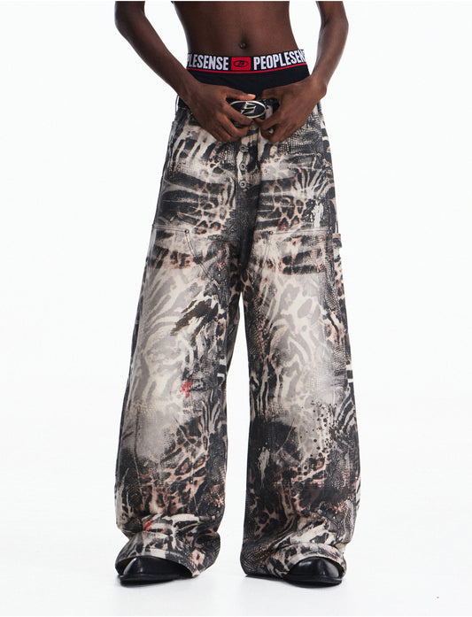 Gradient Zebra Print Jeans