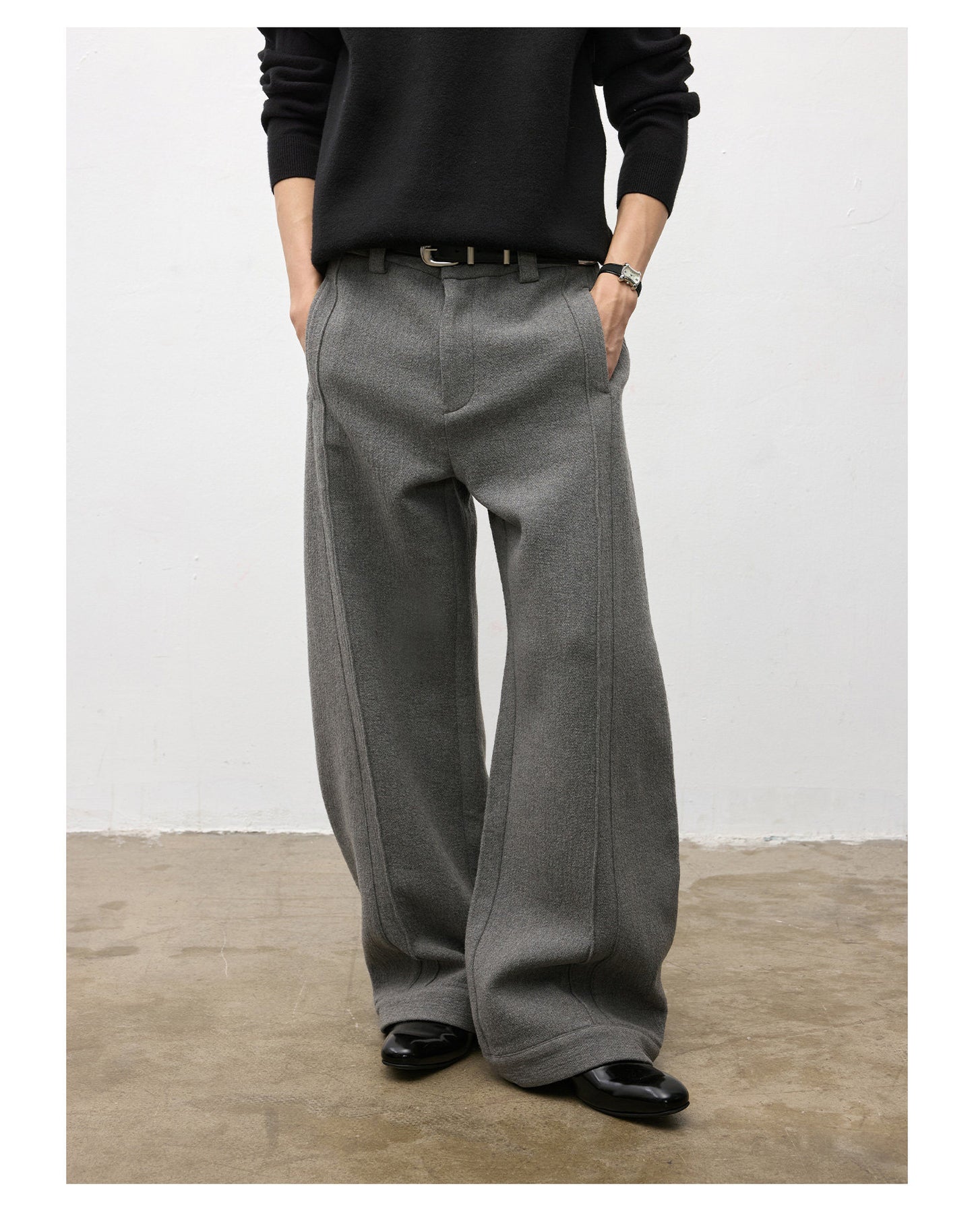 Pleated Wool Casual Pants