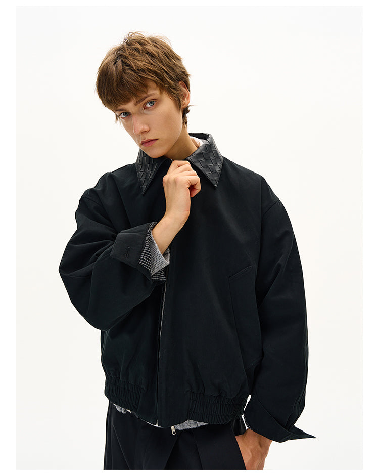 Diamond Leather Collar Jacket