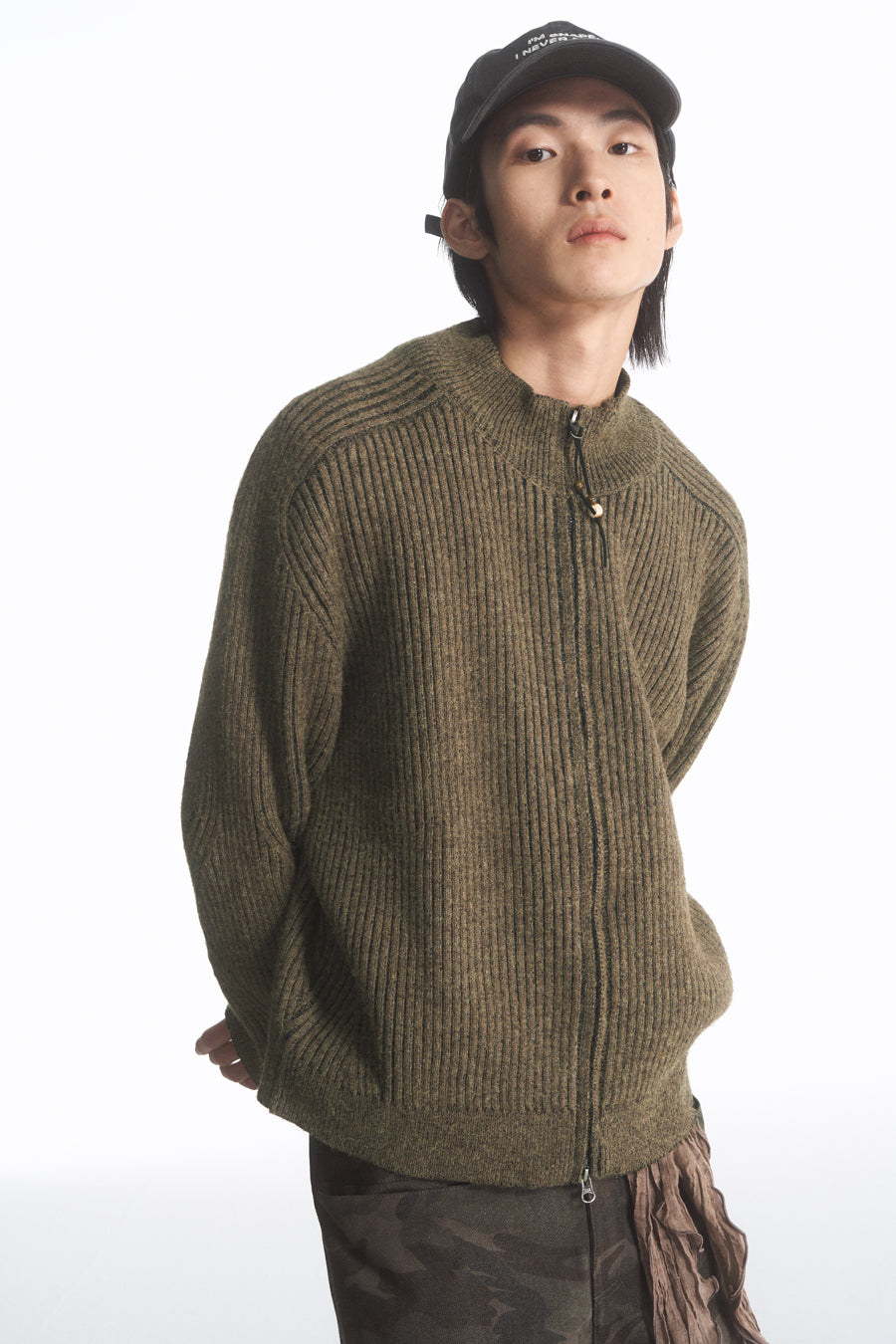 Ribbed Double Zipper Cardigan