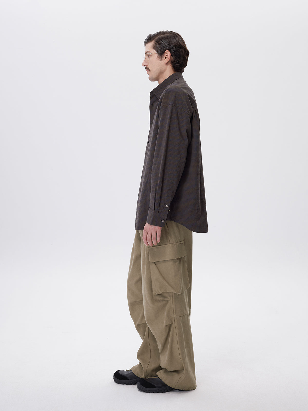 Pre-dyed fine check shirt