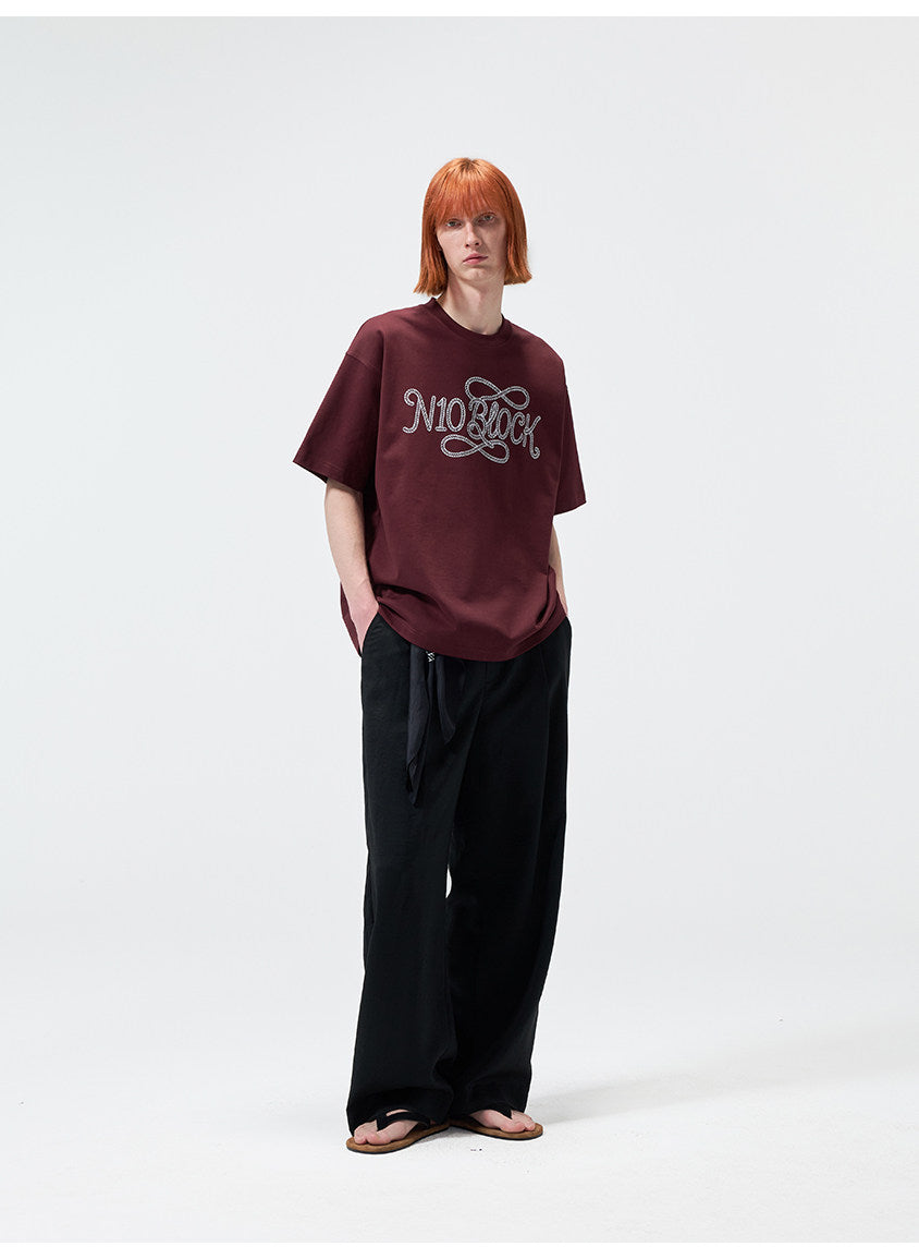 Water-Based Paste Print Crew Neck T-Shirt