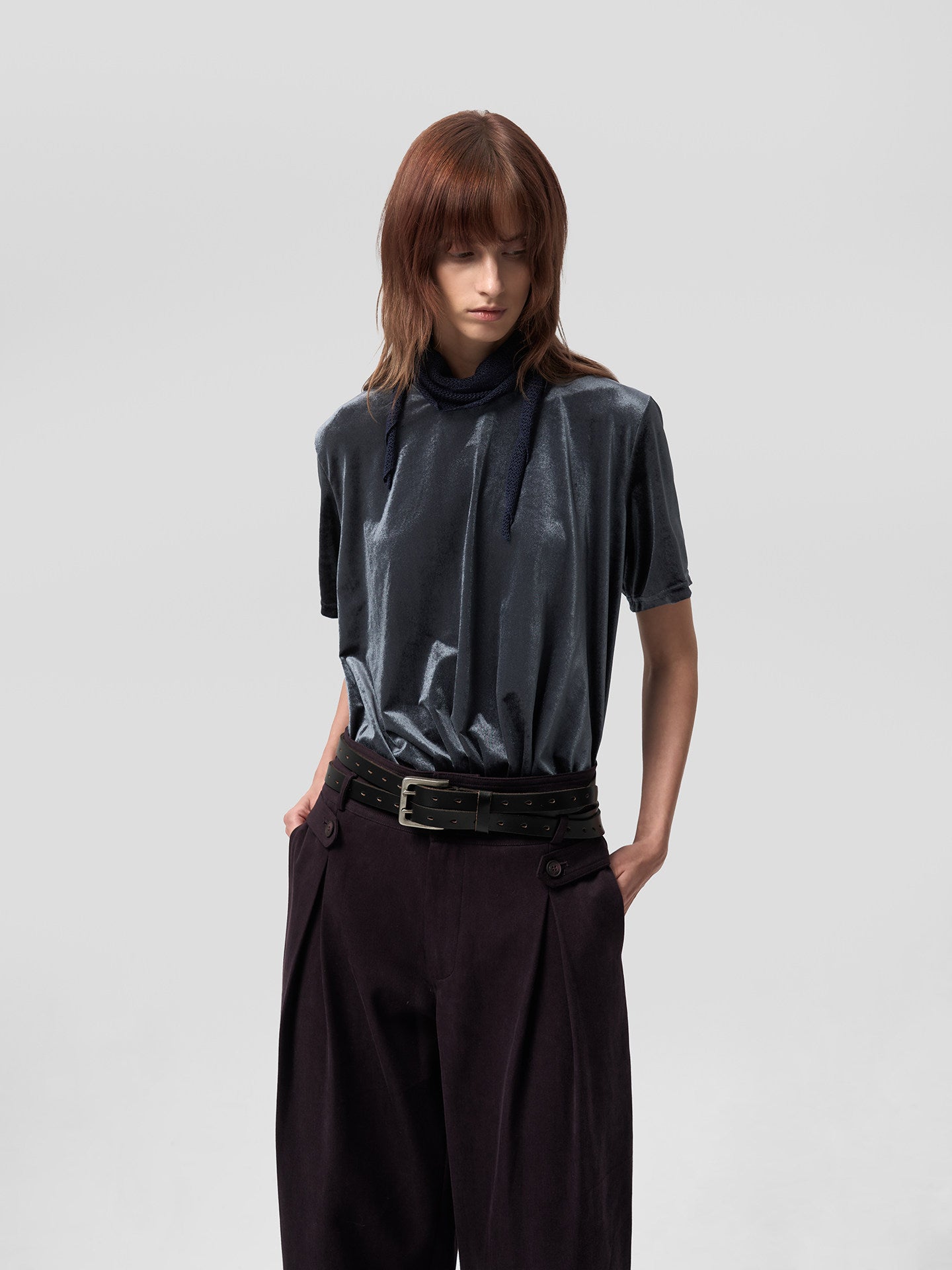 Velvet Mini Turtleneck T-Shirt
