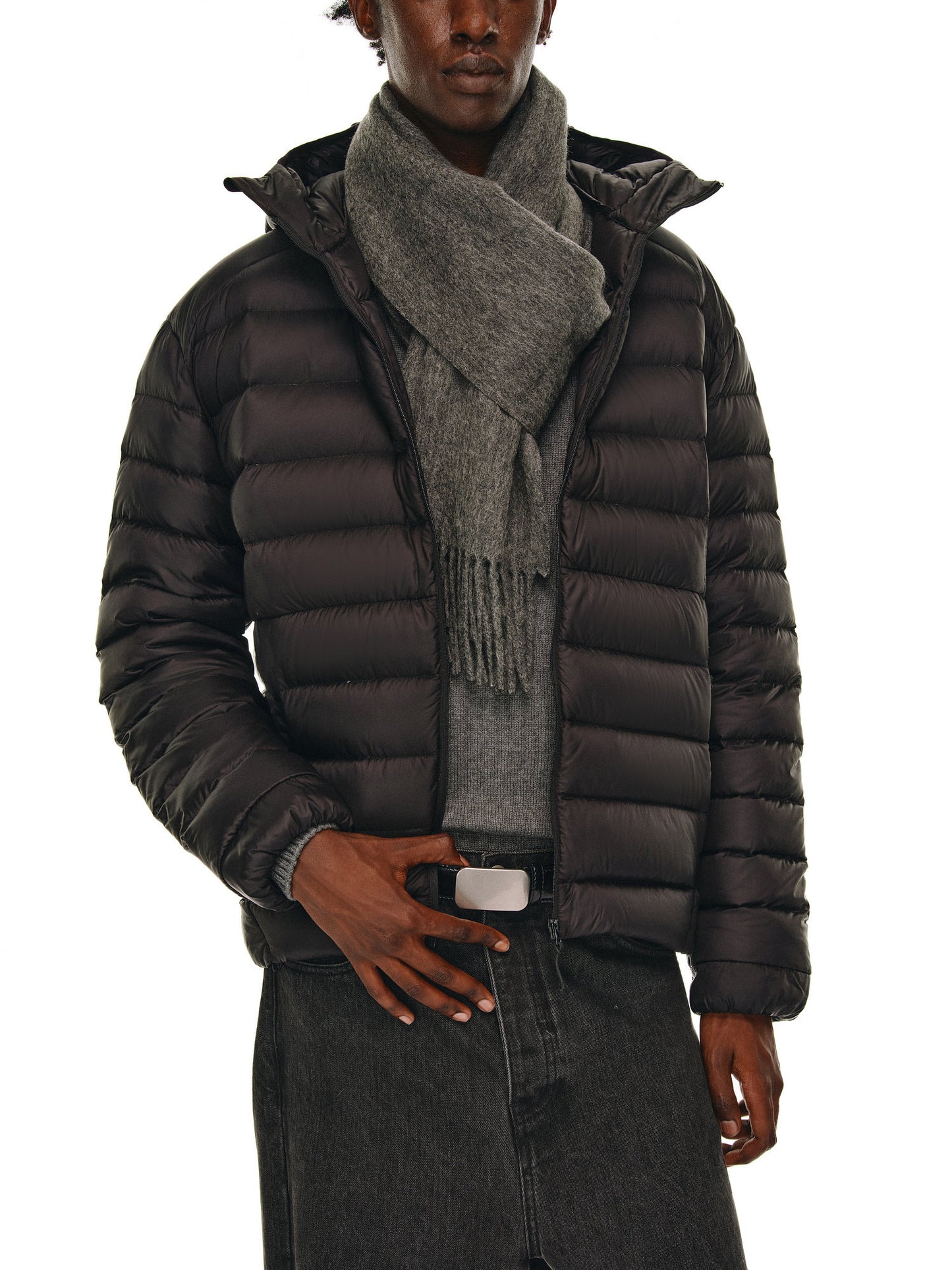 Rib Hooded Down Jacket