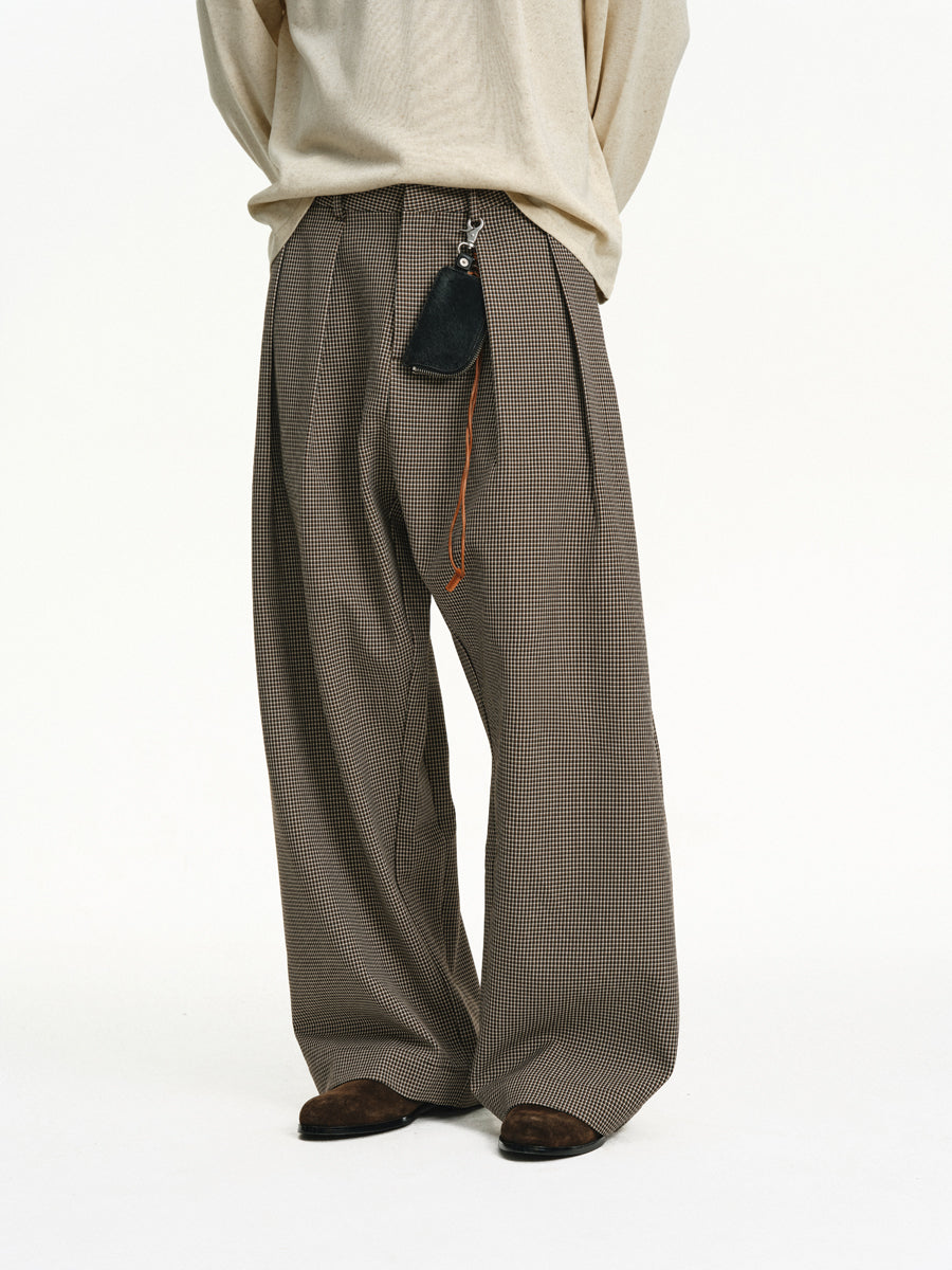 4-Pleat Wide-Leg Pants
