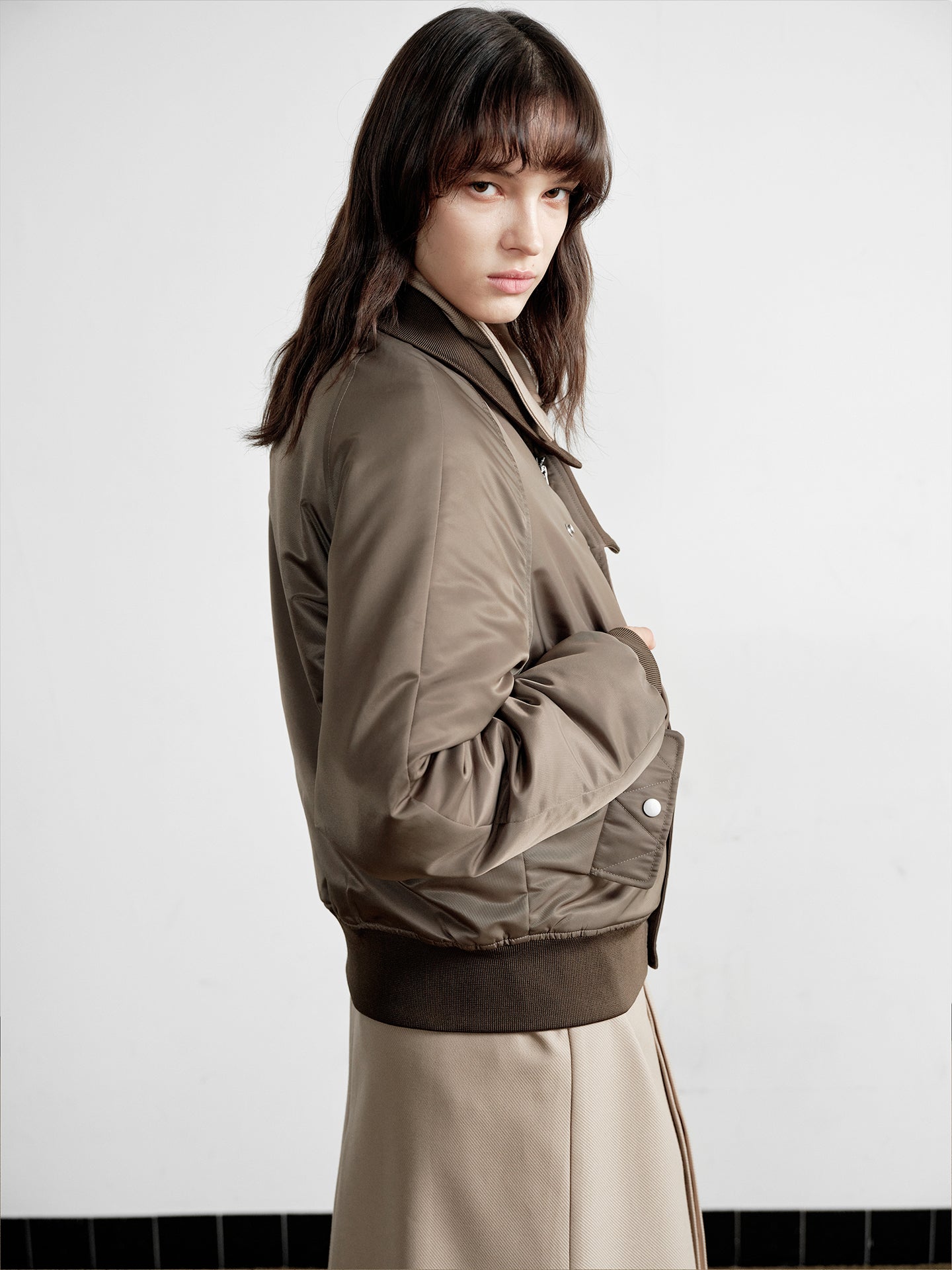 Half-lapel bomber jacket