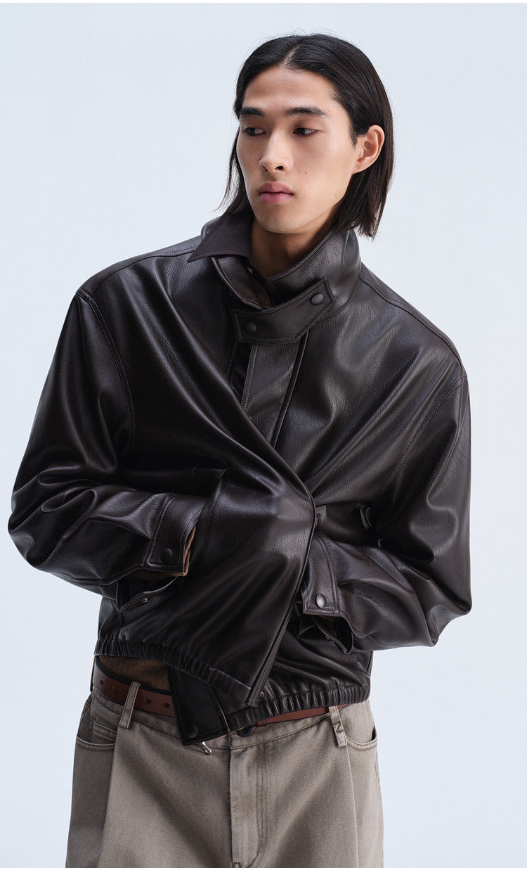 Casual Loose-Fit Harrington Jacket with Double Collar