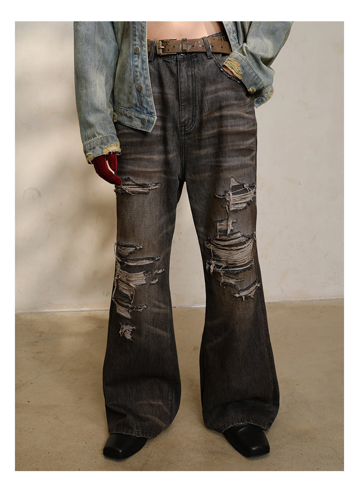 Oil Stain Damaged Jeans